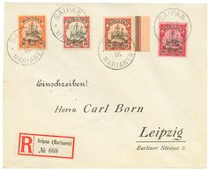588 MARIANES : 1906 30pf+ 40pf+ 50pf+ 80pf Canc. SAIPAN MARIANEN On REGISTERED Cover To GERMANY. Vvf. - Isole Marianne