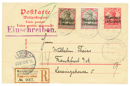 591 1906 MAROCCO P./Stat 10c + 50c On 40pf+ 60c On 50pf Canc. MOGADOR Sent REGISTERED To GERMANY. Signed STEUER. Vf. - Deutsche Post In Marokko