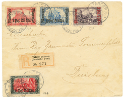 592 1907 N°30B + N°31 + N°32B + N°33 Canc. TANGER On REGISTERED Envelope To DUISBURG. Signed PFENNINGER. Vvf. - Deutsche Post In Marokko