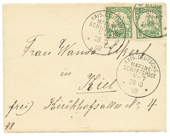 599 GERMAN NEW GUINEA - S.M.S MÖWE" 1902 5pf(x2) Canc. KD MARINE SCHIFFSPOST N°7 On Envelope With Full Text Datelined "M - Nuova Guinea Tedesca
