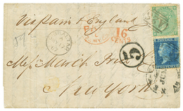 609 1867 GB 2d + 1 SHILLING Canc. A25 + GIBRALTAR On Entire Letter To NEW-YORK (USA). Vvf. - Gibilterra