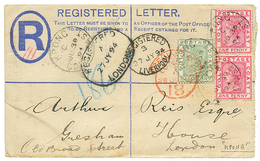 621 GOLD COAST -KPONG : 1894 1/2d+ 1d(x2) Canc. KPONG On REGISTERED LETTER(2d) To LONDON. Vvf. - Goldküste (...-1957)