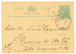 629 GOLD COAST To ARGENTINA : 1905 P./Stat 1/2d Datelined "QUITTA" Canc. KWITTA To ROSARIO (ARGENTINA). Vf.. - Goldküste (...-1957)