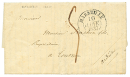 648 IRAK - OVERLAND Mail : 1836 "5" Tax Marking + MARSEILLE On Entire Letter Datelined "BASSORA" To FRANCE. Verso, CONSU - Other & Unclassified