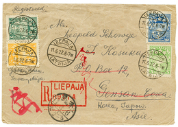 676 "LATVIA To KOREA" : 1922 Very Rare REGISTERED Envelope From LIEPAJA Franked Front + Reverse To GENSAN KOREA. Vvf. - Korea (...-1945)