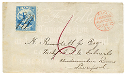 677 LIBERIA : 1873 FIRST ISSUE 12c Pen Cancel "M" + "6" Tax Marking On Envelope To ENGLAND. Unique. B.P.A Certificate (2 - Korea (...-1945)