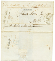 678 "JERSEY Via GRANVILLE To MALTA" : 1838 PAYS D' OUTREMER + GRANVILLE + "PAQUEBOT DU LEVANT" On Cover Datelined "JERSE - Malta (...-1964)