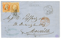 684 EGYPT - MALTA MOBIL BOX : 1863 FRANCE 10c + 40c Canc. GC 2240 + Boxed MALTA M.B On Cover From "ALEXANDRIE (EGYPTE" T - Malta (...-1964)