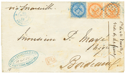 687 "MAURITIUS Via REUNION To FRANCE " : 1868 EAGLE 20c + 40c(x2) + REUNION ST DENIS On Cover From PORT-LOUIS (MAURITIUS - Mauritius (...-1967)