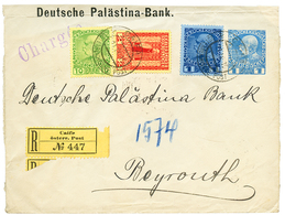 695 PALESTINE - AUSTRIAN P.O : 1910 POSTAL STATIONERY 1P + 10p+ 1P+ 2P Canc. CAIFA + CHARGE, Sent REGISTERED To BEYROUTH - Palästina