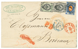 698 POLAND : 1869 RUSSIA 3k + 5k + 20k On Entire Letter From VARSOVIE To FRANCE. Vvf. - Sonstige & Ohne Zuordnung