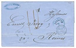 703 AUSTRIAN P.O GALLATZ : 1863 GALLATZ In Blue + "10" Tax Marking On Cover To FRANCE. Vf. - Sonstige & Ohne Zuordnung