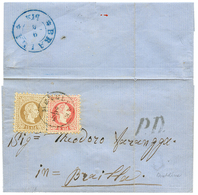 712 ROMANIA - Incoming Mail : 1870 AUSTRIAN LEVANT 5 SOLDI + 15 SOLDI Canc. METELINE On Cover To BRAILA. Verso, Romanian - Other & Unclassified