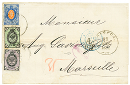723 RUSSIA : 1872 3k(n°19A) "BACKGROUND V" + 5k + 20k Canc. ODESSA On Cover To FRANCE. Vf. - Other & Unclassified