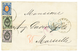 723 RUSSIA : 1872 3k(n°19A) "BACKGROUND V" + 5k + 20k Canc. ODESSA On Cover To FRANCE. Vf. - Andere & Zonder Classificatie