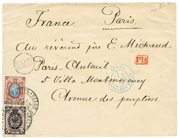 727 RUSSIA : 1875 5k + 10k + RUSSIE ERQUELINES-PARIS In Blue On Envelope To FRANCE. Vf. - Other & Unclassified