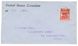 733 SAMOA : 1898 2 1/2d On ONE SHILLING Canc. APIA On Envelope (US CONSULATE) To SAN FRANCISCO(USA). Vf. - Samoa