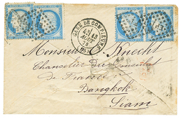 740 SIAM : 1875 FRANCE 25c(x4) Canc. RAYLWAYS Cachet EP 1 + GARE DE COMPIEGNE On Envelope To BANGKOK (THAILAND). Verso,  - Siam