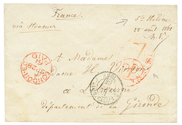 747 "STE HELENA" : 1861 Red Cachet ST HELENA (rare At This Date) + PD + Manuscript Mark "STE HELENE 28 Aout 1861 + Signa - St. Helena