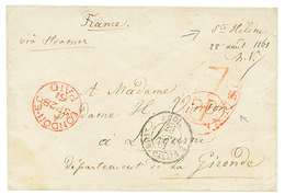 747 "STE HELENA" : 1861 Red Cachet ST HELENA (rare At This Date) + PD + Manuscript Mark "STE HELENE 28 Aout 1861 + Signa - Sint-Helena