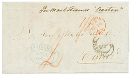 748 STE HELENA To SPAIN : 1864 Oval Datestamp ST HELENA In Blue + "1/4" Tax Marking + LONDON + CADIZ FRANCO On Entire Le - St. Helena