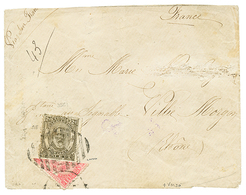 751 TONGA : 1893 Bisect 1d + 2d Canc. On Envelope (name Erased) To FRANCE. Verso, 2 Strike Of The German Cachet Of APIA  - Tonga (...-1970)