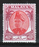 Malaya Selangor 40 Cent 1949 Scarlet And Purple Mounted Mint Stamp. - Selangor