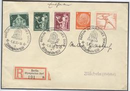 GERMANY R Label Berlin (big Type) Olympisches Dorf A With Olympic Stamp And Cancel Olympisches Dorf A 1.8.36-16 Opening - Sommer 1936: Berlin