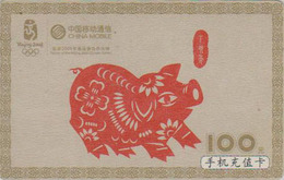 Télécarte Chine - Animal - COCHON - PIG Mobile Phonecard ** Olympic Games Beijing **- SCHWEIN - 200 - Olympische Spelen