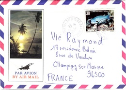 POLYNESIE FRANCAISE Poste 174 (o) Lettre Illustrée Plage Palmier Poisson Exotique Scarus Gibbus Tahiti - Storia Postale