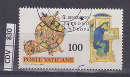 VATICANO   1980	San Benedetto Da Norcia, L. 100 Usato - Oblitérés