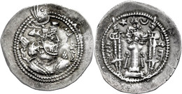 5 Sasaniden, Drachme (3,97g), 484-488, Valkas. Av: Büste Nach Rechts. Rev: Feueraltar Mit Zwei Assistenzfiguren, Ss-vz.  - Grecques