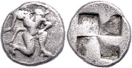 31 Thasos, AR Trihemiobol (1,15g), 550-463 V.Chr., Av: Ityphallischer Satyr Im Knielauf N.r., Rev: Viergeteiltes Quadrat - Autres & Non Classés