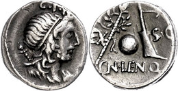 143 Cn. Cornelius Lentulus Marcellinus, Denar (3,86g), 76/75 V. Chr., Heeresmünzstätte In Spanien. Av: Kopf Des Genius P - Republic (280 BC To 27 BC)