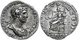 155 Hadrianus, 117-138, Denar (3,41g), Rom. Av: Büste Nach Rechts, Darum Umschrift. Rev: Sitzende Justitia Nach Links, D - Andere & Zonder Classificatie