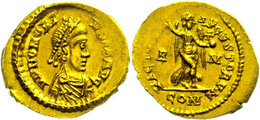 170 Honorius, 395-402, Tremisses (1,48g). Av: Brustbild Nach Rechts, Darum Umschrift. Rev: Viktoria Mit Kranz Und Kreuzg - Other & Unclassified