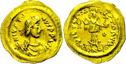 204 Justinian I., 527-565, Tremissis (1,46g), Konstantinopel. Av: Büste Nach Rechts, Darum Umschrift. Rev: Victoria Mit  - Byzantines