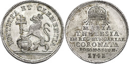 335 Silberjeton, 1741, Maria Theresia, Auf Die Krönung Zum Ungarische Königin In Pressburg, Vz.  Vz - Autriche