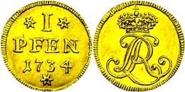 400 Goldabschlag Des Pfennigs Von 1734 Zu Einem 1/4 Dukaten, Ludwig Rudolf, Welter 2456, Vz.  Vz - Autres & Non Classés