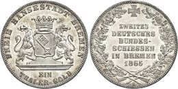 517 Taler, 1865, 2. Bundesschießen In Bremen, AKS 16, J. 27, Vz.  Vz - Bremen