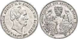 531 Taler, 1854, Friedrich August II., Auf Seinen Tod, AKS 117, J. 94, Kl. Rf., Kl. Kratzer, F. Vz. - Hanovre