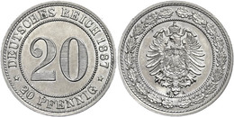 585 20 Pfennig, 1887, A, Vz-st., Katalog: J. 6 Vz-st - Autres & Non Classés