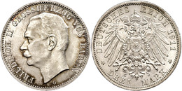 618 3 Mark, 1911, Friedrich II., Kl. Rf., St., Katalog: J. 39 St - Autres & Non Classés