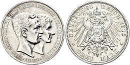 628 3 Mark, 1915, Ernst August, Zum Regierungsantritt, Variante Mit "u. Lüneb.", Kl. Rf., Etwas Berieben, Vz., Katalog:  - Autres & Non Classés