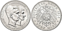 629 5 Mark, 1915, Ernst August, Zum Regierungsantritt, Variante Mit "u. Lüneb.", Kl. Rf., Vz., Katalog: J. 58 Vz - Autres & Non Classés