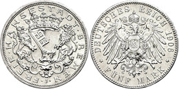 634 5 Mark, 1906, Kl. Rf., Ss-vz., Katalog: J. 60 Ss-vz - Bremen