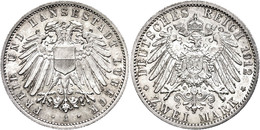 653 2 Mark, 1912, Kl. Rf., Vz-st., Katalog: J. 81 Vz-st - Luebeck