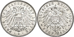 658 5 Mark, 1904, Kl. Rf., Ss., Katalog: J. 83 Ss - Luebeck