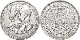 663 5 Mark, 1915, Friedrich Franz IV., Auf Die Jahrhundertfeier Des Großherzogtums, Kl. Rf., Vz., Katalog: J. 89 Vz - Mecklenburg-Schwerin