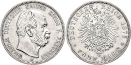 669 5 Mark, 1875, B, Wilhelm I., Randfehler, F. Vz., Katalog: J. 97 - Autres & Non Classés